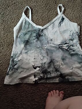 SHEIN Marble Print Spaghetti Strap Camisole - White, Gray